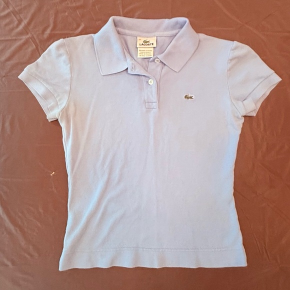 Lacoste Y2K Light Blue Women’s Short Sleeve Polo Tee Size 36 XS/Small MSRP $98 - Picture 2 of 10